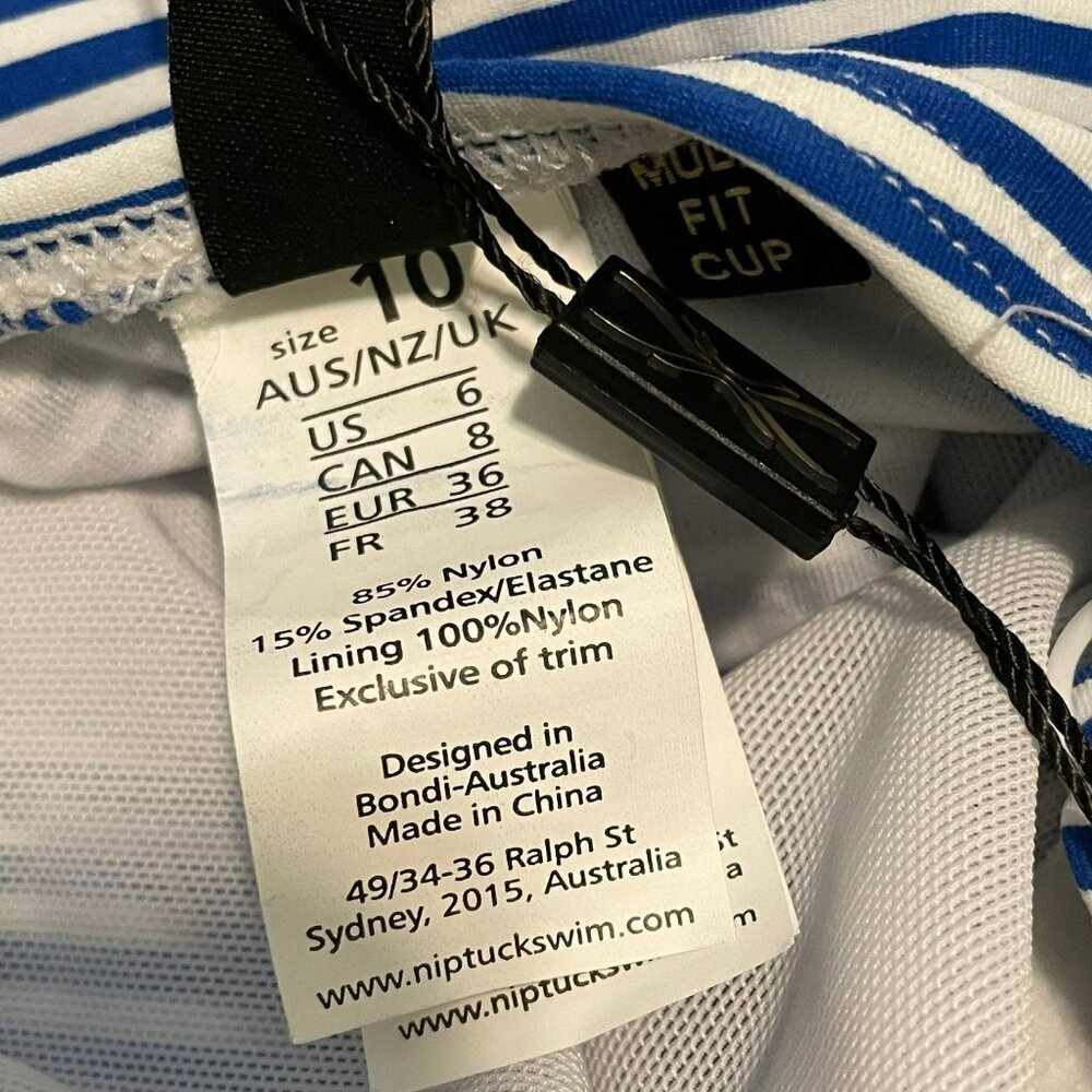 Nip Tuck One Piece Swimsuit Joanne Sorrento Stripe Azure Blue White Size 6 NWT - Picture 11 of 13
